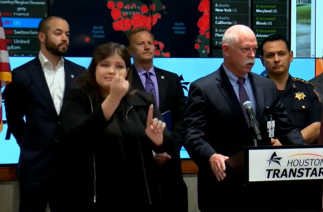 Dr. David Persse, health authority for the city of Houston, speaks at a March 16 press conference with officials from Harris County and Houston where new restrictions and community guidelines for combating the spread of COVID-19 were announced.